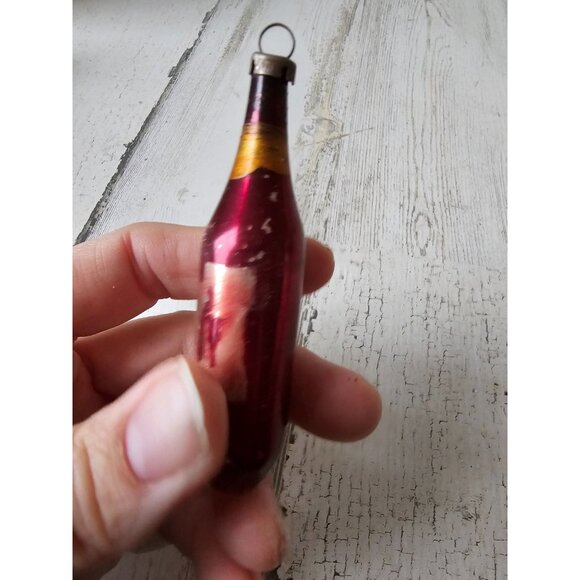 Antique vintage wine champagne glass mercury ornament Mini Xmas tree maroon re - Picture 2 of 8